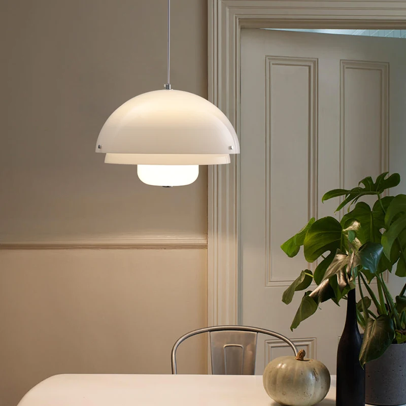 

Fresh Nordic Style Simple White Frosted White Glass Acylic Bedroom Study Restaurant Home Indoor E27 Pendant Lamp Chandelier