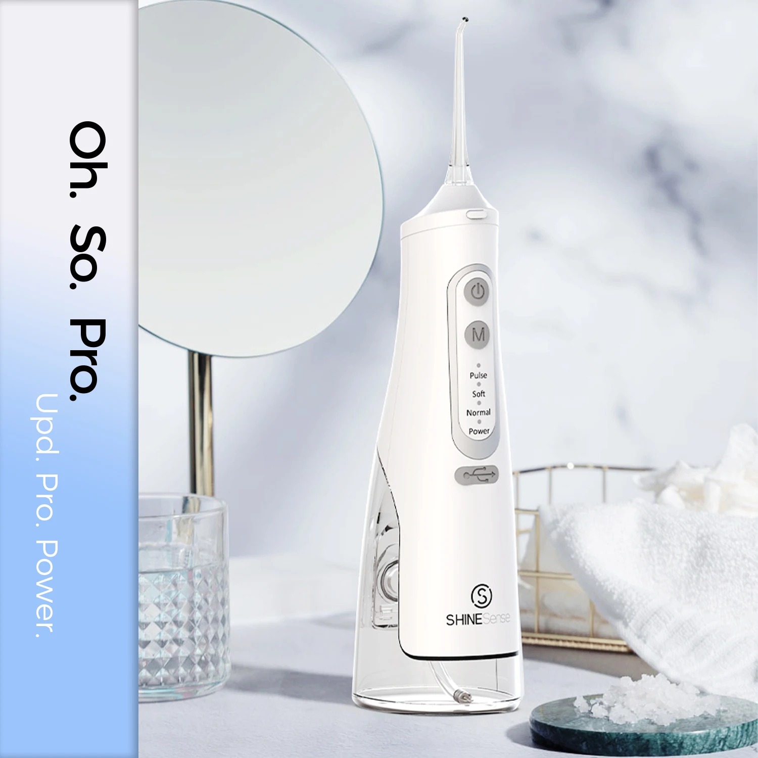 ShineSense Oral Irrigator Dental Water Flosser with Sonic Electric Toothbrush USB Charging Waterproof for Teeth Cleaning Kit enlarge