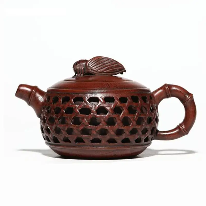 

300ml Tradition Yixing Purple Clay Teapot Famous Handmade Bamboo Leaves Tea Pot Raw Ore Purple Mud Kettle Chinese Zisha Tea Set