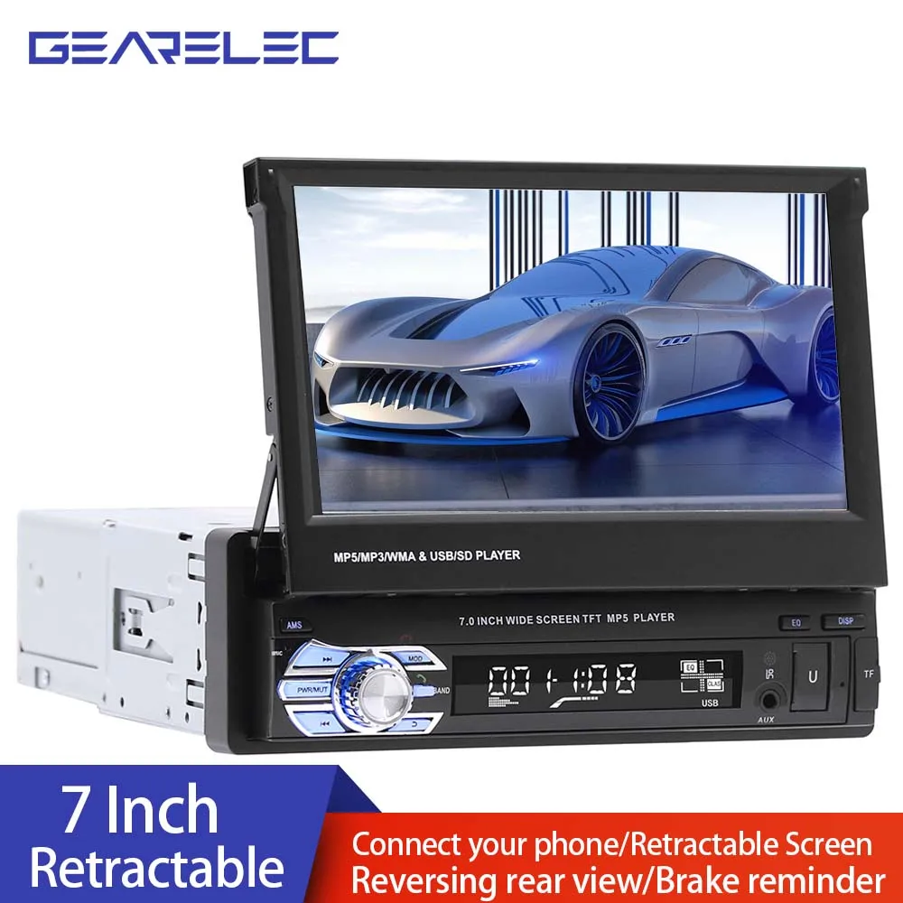 

1 Din Car Radio 7" Manual Retractable Screen Multimedia Video Player Autoradio For Nissan Toyota Lada Kia Suzuki Car Audio