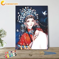 chenistory paint by number woman drawing on canvas handpainted art gift diy pictures by number traditional opera kits home deco