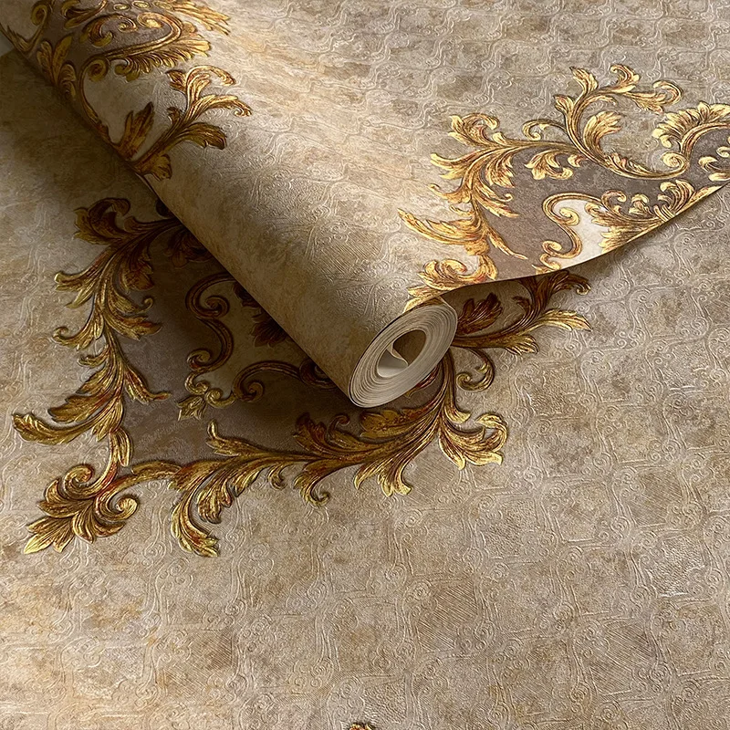 Обои Дамасские в европейском ретро стиле тисненые обои из пятнистой дамасской