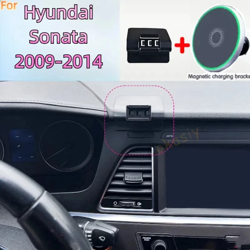 Фото Для Hyundai Sonata LF 2015 2016 2017 2018 2019 Магнитный автомобильный держатель для телефона 15 Вт Беспроводная зарядка Подставка для телефона MagSafe Base №1