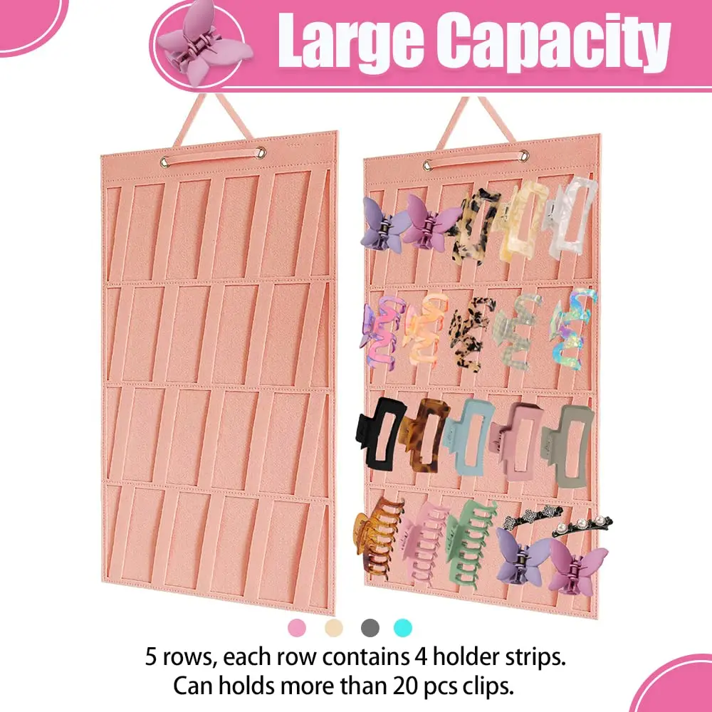 Claw Clip Organizer Hair Clip Organizer Premium Felt Hanging Claws Clips Storage Hanger for Girls Women Hair Clip Display Stand