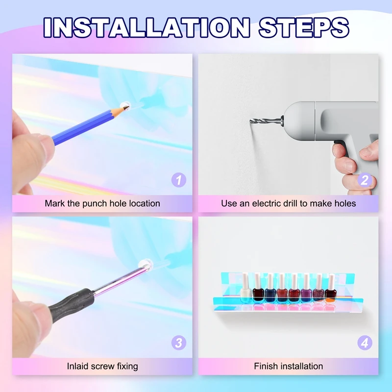 2 шт. Радужная акриловая настенная плавающая книжная полка для дисплея