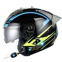 2022 dot approved open face 34 motorcycle helmet with build in bluetooth headset earphone and detachable liner