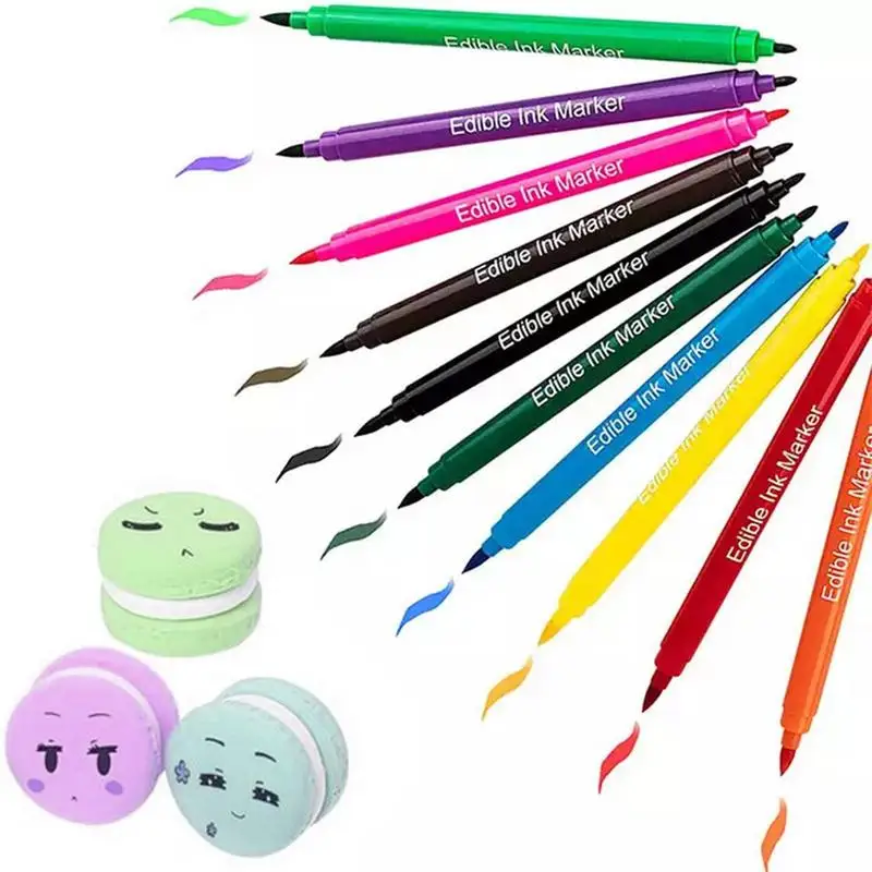 

Edible Food Pen 10 Colors Rainbow Dust Edible Markers Double Head Food Coloring Pen Edible Gourmet Writer For Cookies Drawing