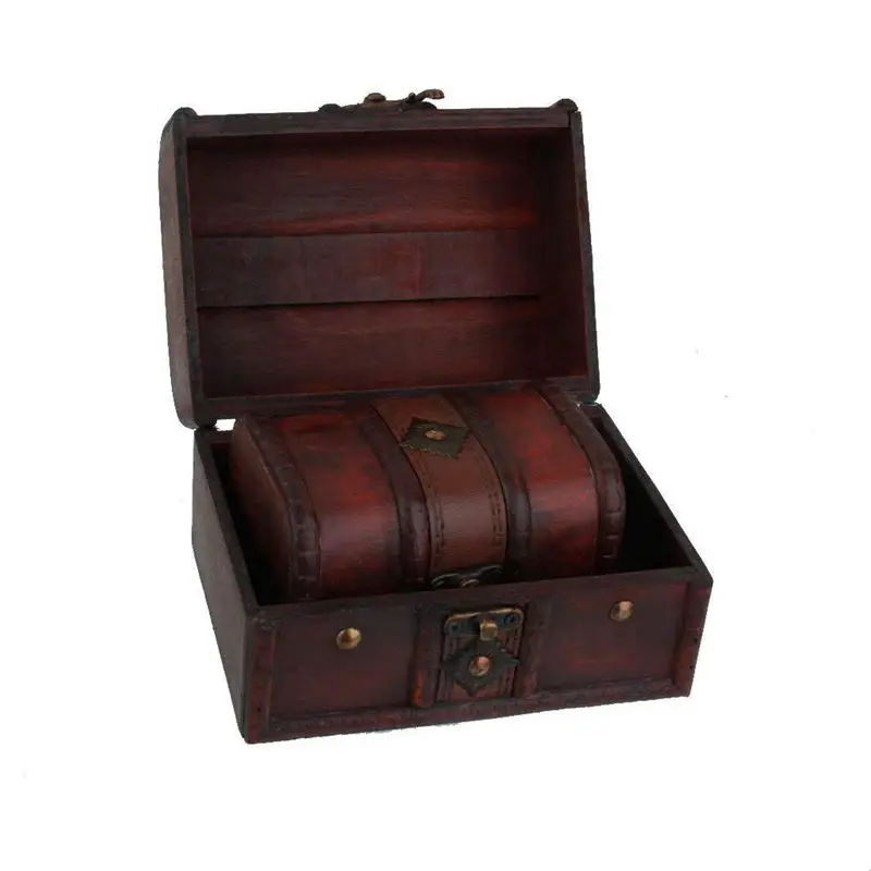 

2Pcs Large And Small Wooden Storage Box Retro Jewelry Box