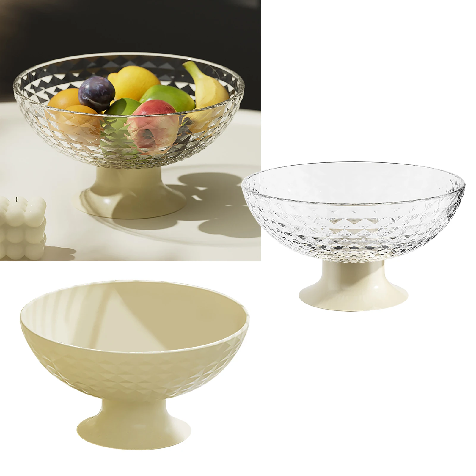 

Fruit Tray Plate Holder Plastic Footed Snacks Vegetables Fruits Basket Bowl for Kitchen Counter Dining Room Tables