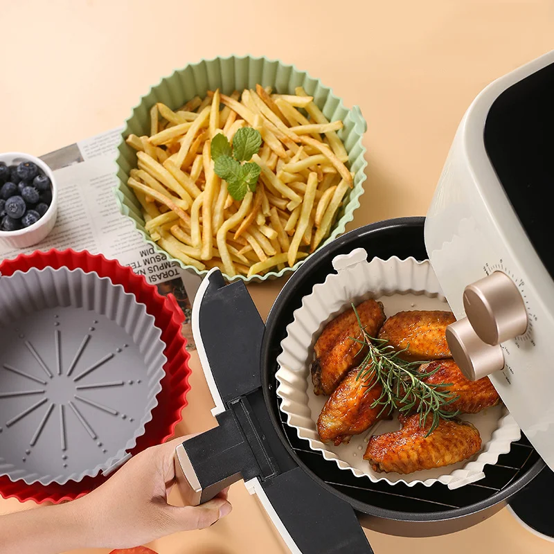 

Air Fryer Silicone Basket Silicone Mold Airfryer Oven Baking Tray Pizza Fried Chicken Molds Air Fryer Pot Replacemen Grill Pan