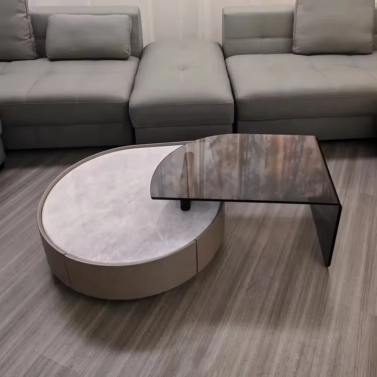 Современная мебель для гостиной стеклянный журнальный столик за каплевидным