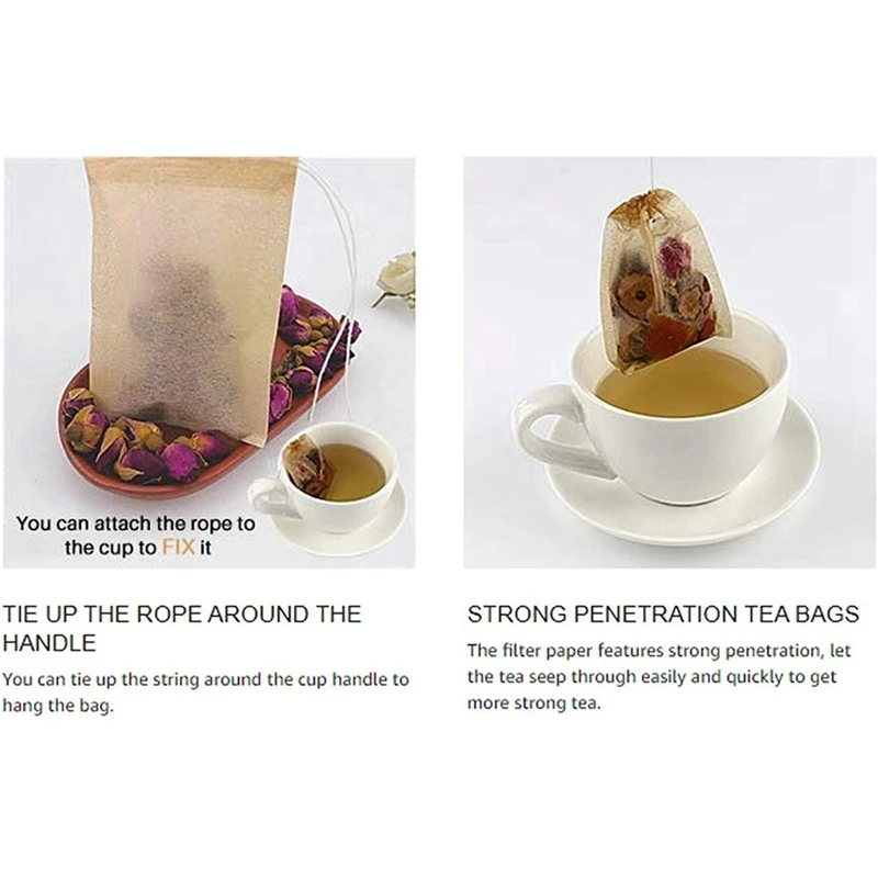 600 шт. одноразовые чайные фильтр-пакетики натуральный материал шнурок чайный