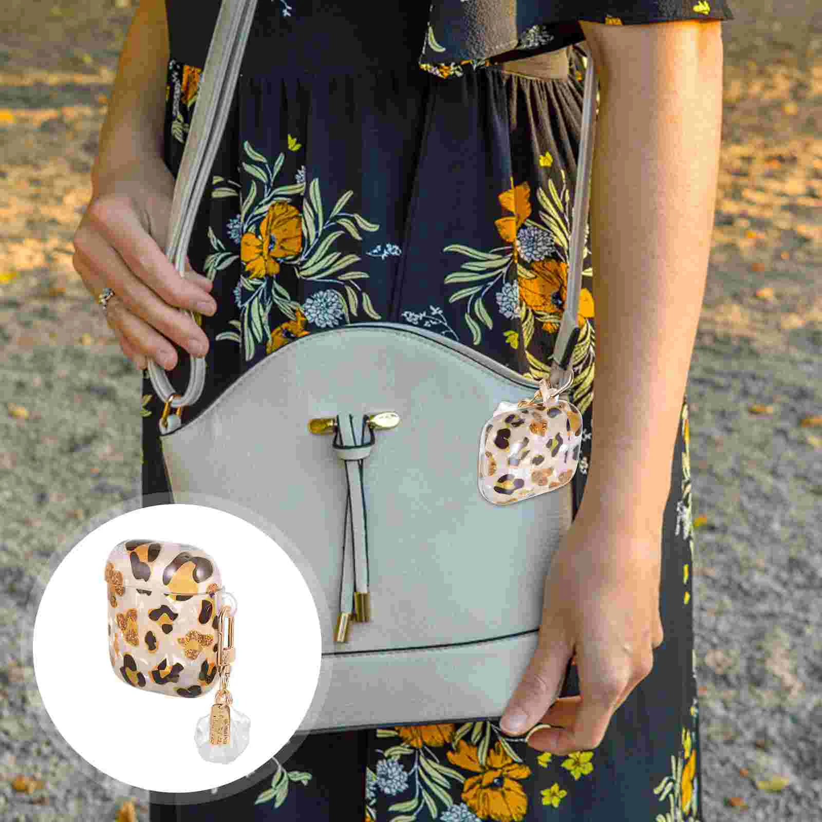 

Earphone Protective Cover Earphone Sleeve Compatible for AirPods 1/2 (Leopard)