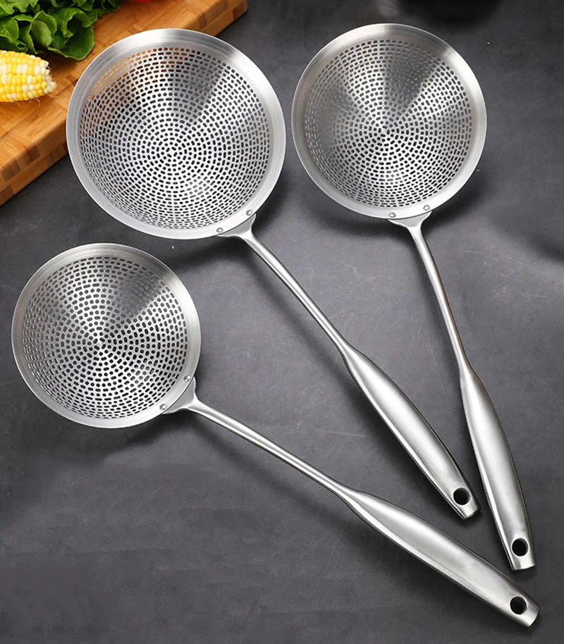 

304 Stainless Steel Skimmer Strainer Colander Mesh Deep Fryer Oil Frying Scoop Noodles Dumpling Sieve Kitchen Tools Kitchenware