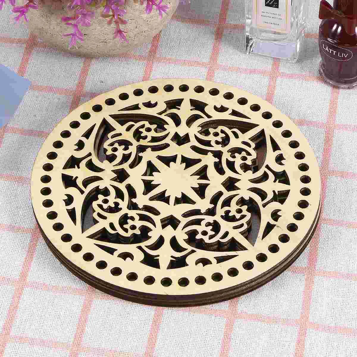 

Shaper Bag Bottom Base Purse Insert Handbag Wooden Wood Crochet Diy Round Slice Basket Rustic Straw Craft Natural Decorations