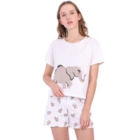 cartoon elephant pajamas sets women graphics cute cotton tops shorts home suit sleepwear pyjamas