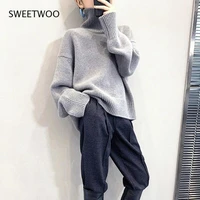 autumn winter women knitted turtleneck cashmere sweater 2022 casual basic pullover jumper batwing long sleeve loose tops