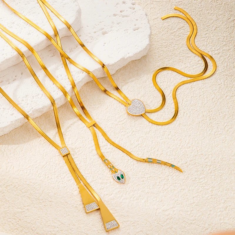 Женское Винтажное Ожерелье-цепочка В Форме Змеи ENSHIR Из Нержавеющей Стали 316L С