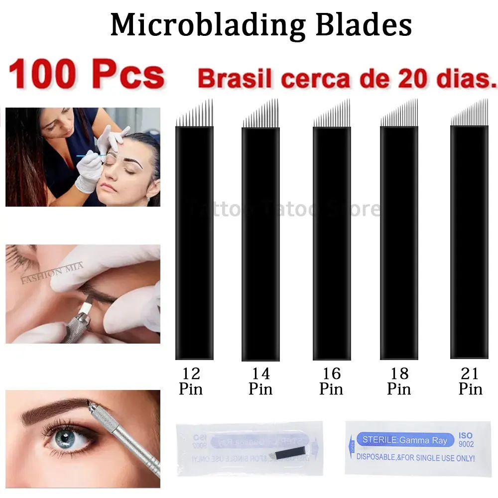 

100pcs Nano Blades Microblading Needles 18 Pin U Shape Permanent Makeup Eyebrow Tattoo Needle for Microblade 3D Embroidery Pen