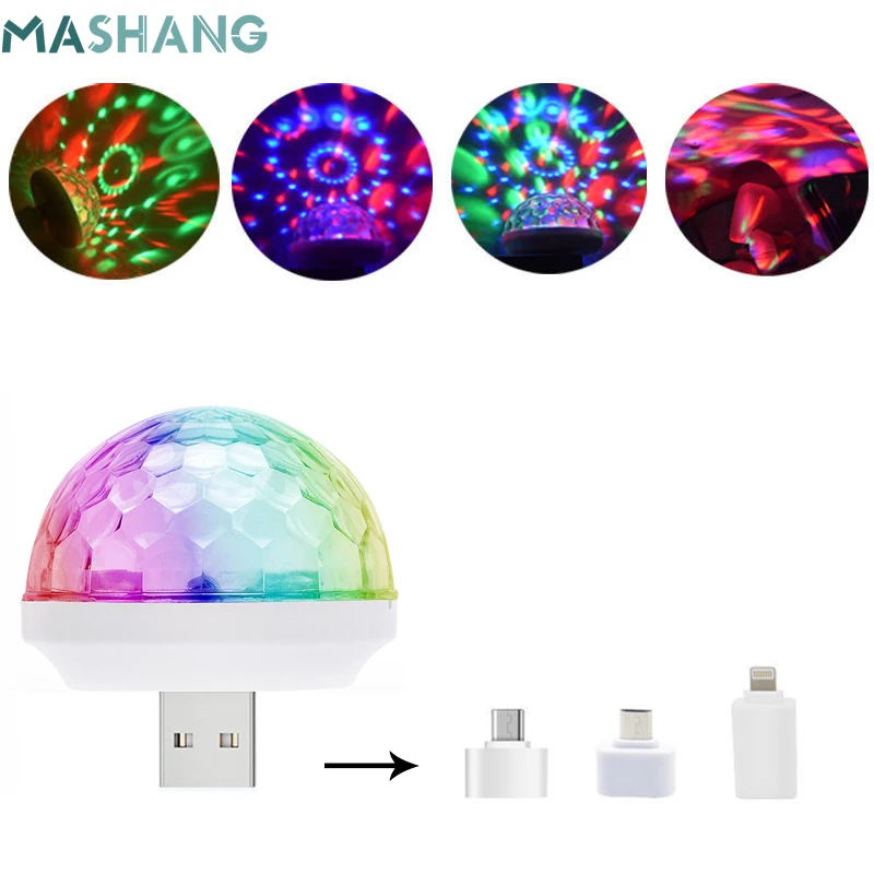 Миниатюрный светодиодный сценический RGB-проектор для дискотеки и диджея с Usb