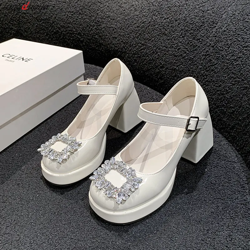Модные Туфли Мэри Джейн с кристаллами женские новые дизайнерские элегантные