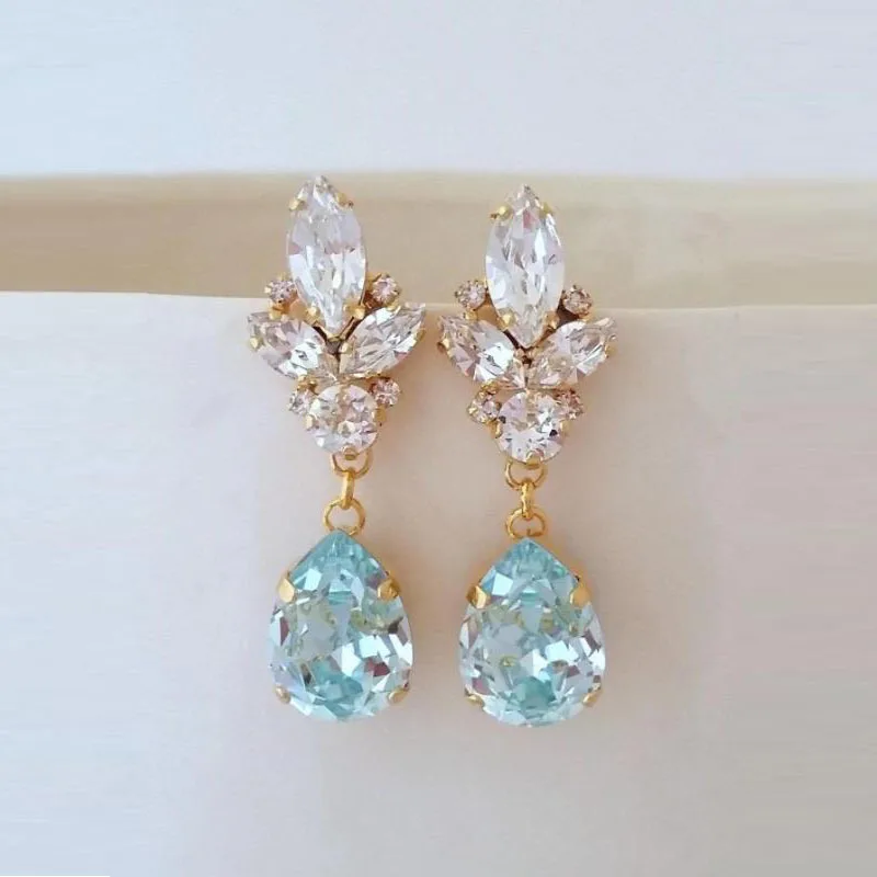 

European and American Long Earrings Delicate Light Color Pendant AAA Zircon Pendant Women's Earrings Jewelry Accessories