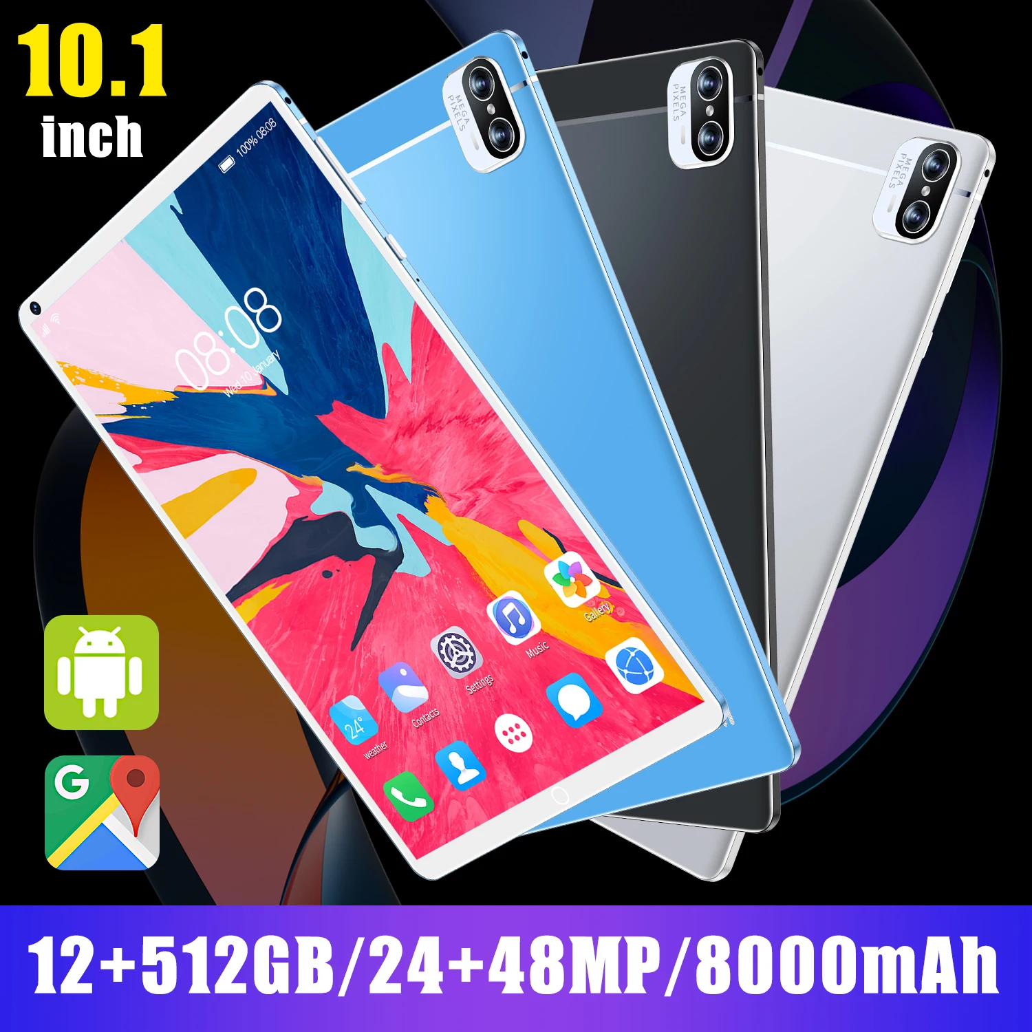

8000mAh Android Tablet 10.1Inch Laptop 5G LTE Cheap Notebook Deca Core GPS Pad Pro 24MP+48MP 12GB RAM 512GB ROM Dual SIM Netbook