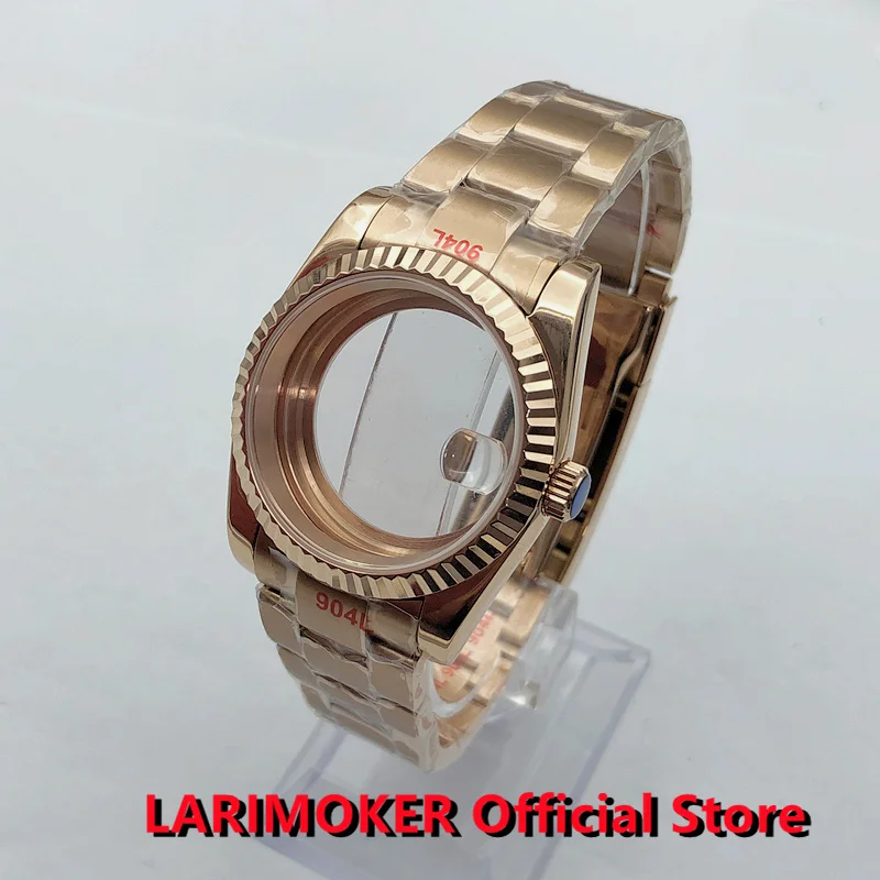 

LARIMOKER 39 мм чехол из розового золота сапфировое стекло Oysters браслет подходит для NH34 NH36 NH35 PT5000 ETA2836 Miyota8215 DG2813 3804 движение