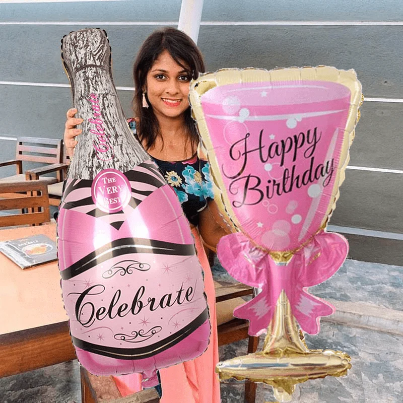 2 Упаковки 39-дюймовых Больших Розовых Тематических Винных Шаров Для Девочек И