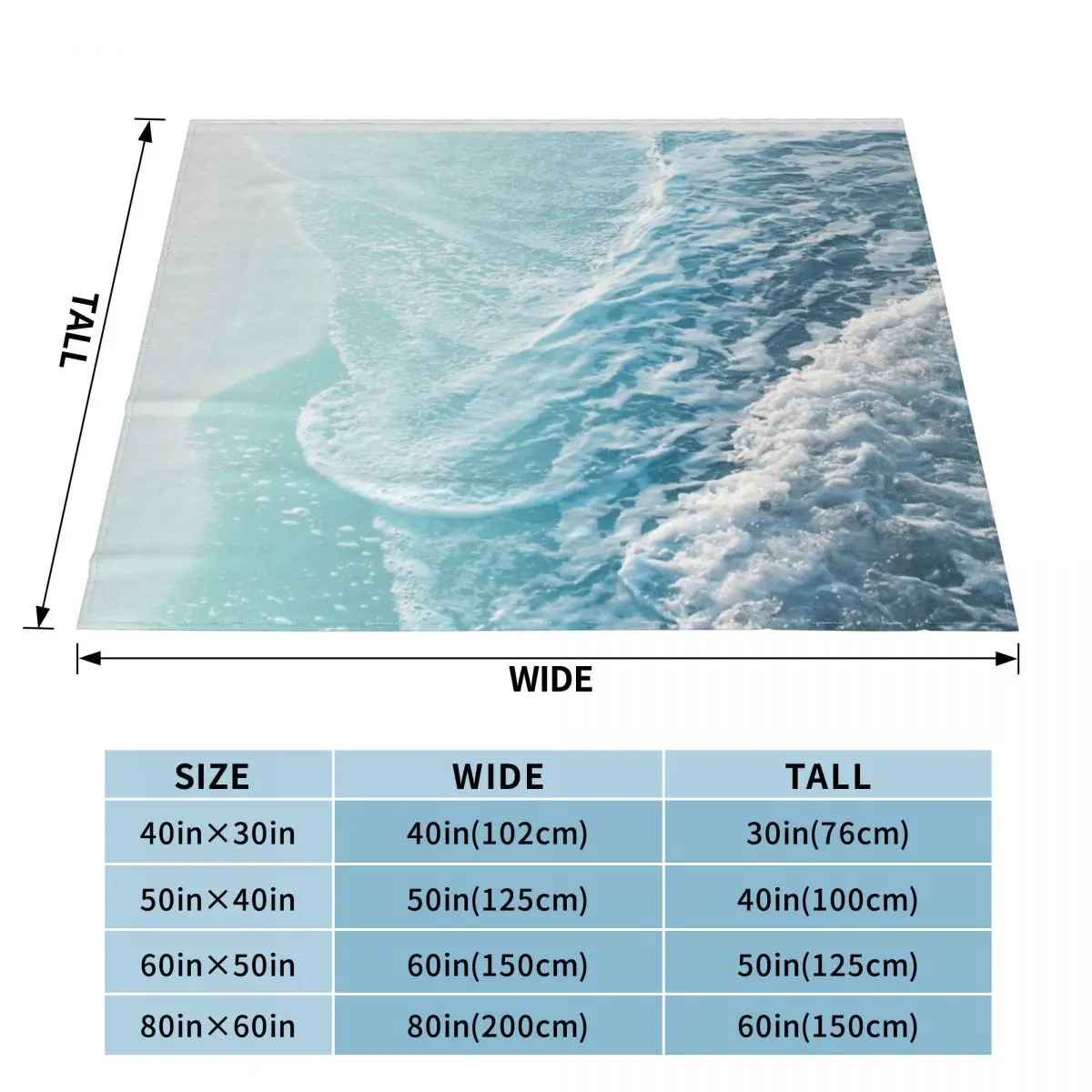 Мягкое бирюзовое одеяло с волнами океана 1 Домашнее покрывало индивидуальное