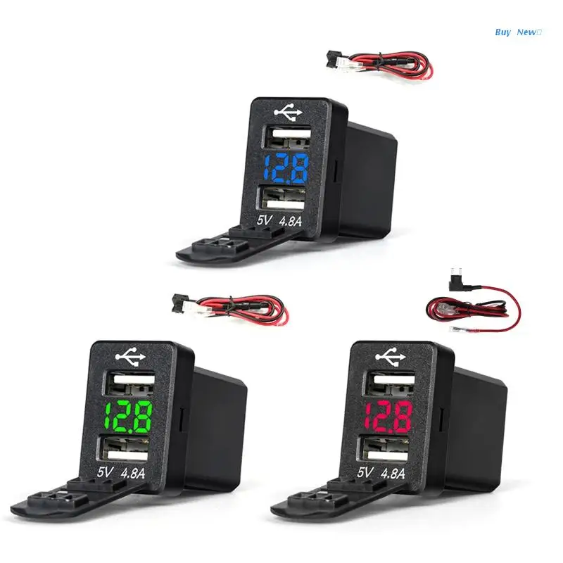 

12V Dual USB Car Charger LED Voltmeter 4.8A Power Adapter For for Smart Phone