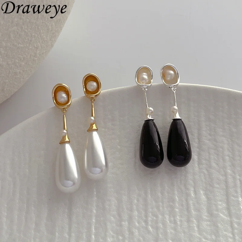 

Женские серьги-капельки Draweye, Винтажные серьги с жемчугом в Корейском стиле, Элегантные Простые украшения для офиса