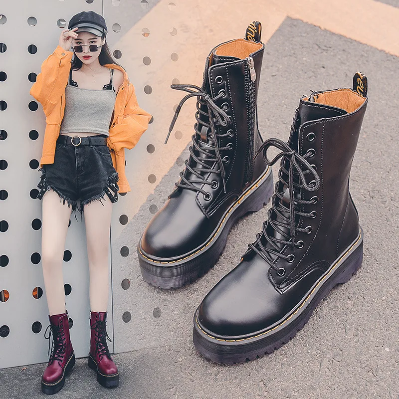 

Fashion Thick Bottom Pu Rubber Martin Boots Shoes Women Boots