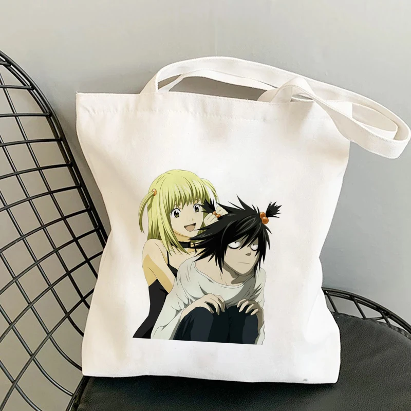 

Сумки для покупок Misa Amane Death Note, женские холщовые сумки-тоуты с рисунком аниме, многоразовые сумки для покупок, тканевые женские сумки через п...