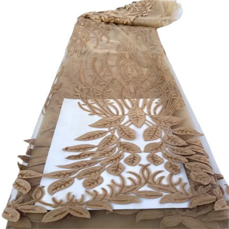 

Африканская кружевная ткань с блестками, французская 3D кружевная ткань, 2023 золото, высококачественные молочные шелковые кружева для свадеб...