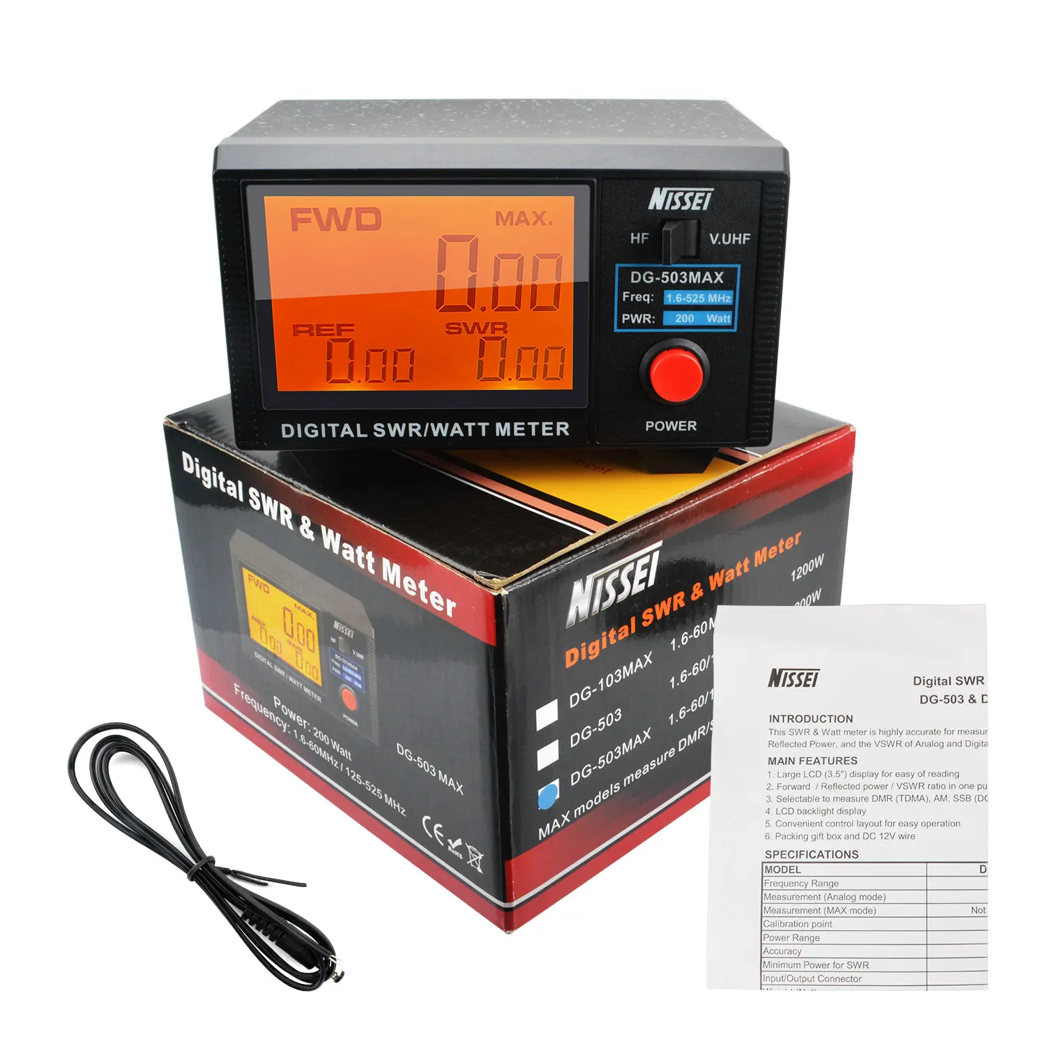 NISSEI DG-503MAX DMRSSBAM HF 1,6-60 МГц и V.UHF125-525 МГц 200 Вт Walkie Talkie Цифровой КСВ Ваттметр DG-503 MAX (art.: 3920cba39bb1e) - 3920cba39bb1e