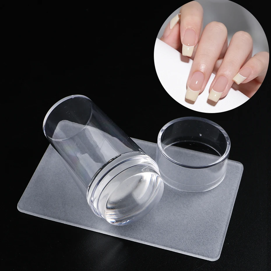 

Прозрачный стемпер для ногтей со скребком силиконовый штамп для французских ногтей Маникюрный Инструмент для дизайна ногтей TRND251-1