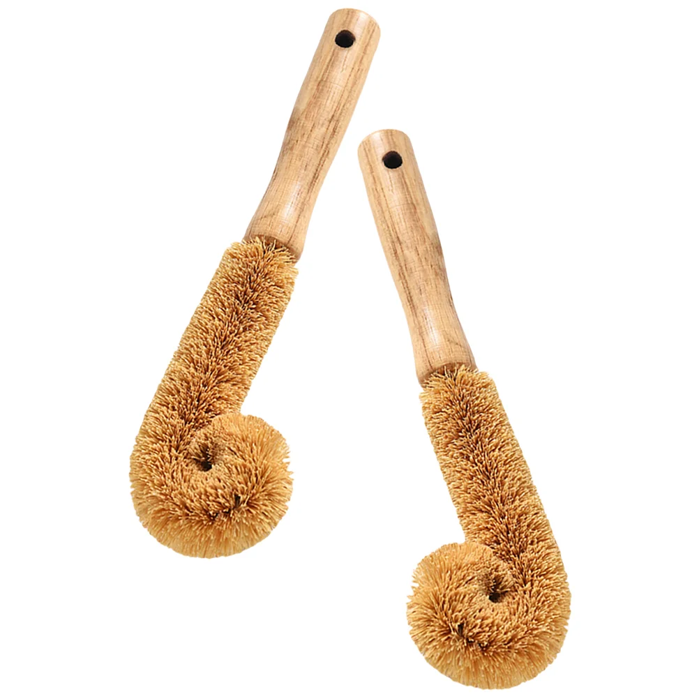 

2pcs Wooden Handle Bottle Cleaning Brush Water Bottle Cleaner Bent Brushes