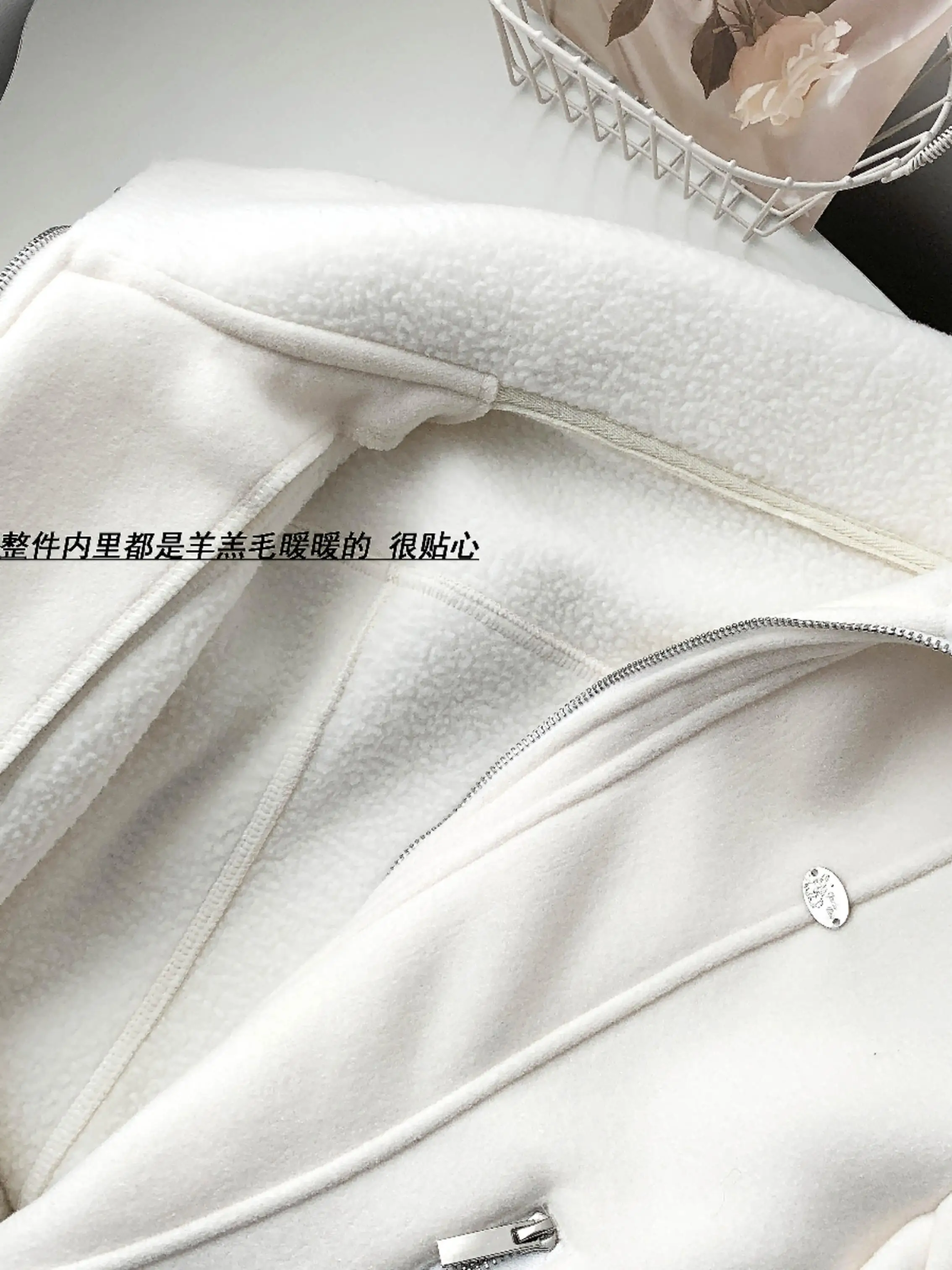 Waist Cream Milk Cake Double-sided Plush Thick Polar Fleece Warm Slim fit Hugging Hoodie Outerwear Women Winter