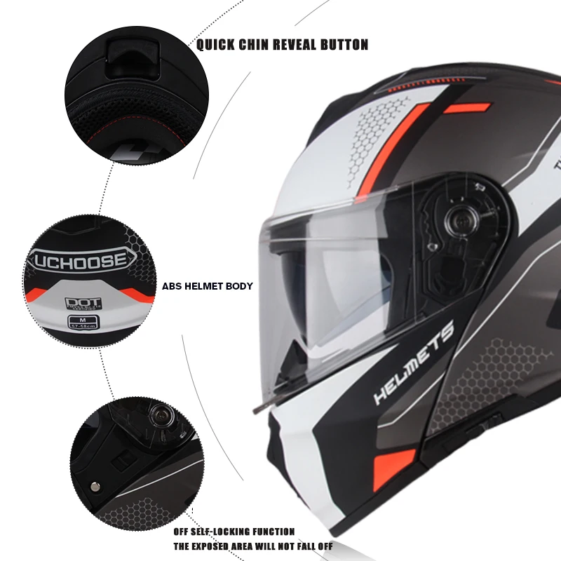 Мотоциклетный шлем DOT на все лицо для мужчин и женщин модульный всесезонный