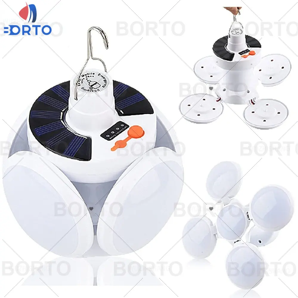 

Solar Camping Light LED Rechargeable Lantern with Hanging Hook Folding Light Bulb Portable Tent Lamp for Home,Tent,Outdoor