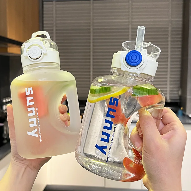 Спортивная фитнес кувшин портативная питьевая чаша оптовая продажа милый термокружка 1 литр с трубочкой водная бутылка для девочки, бесплатная доставка.