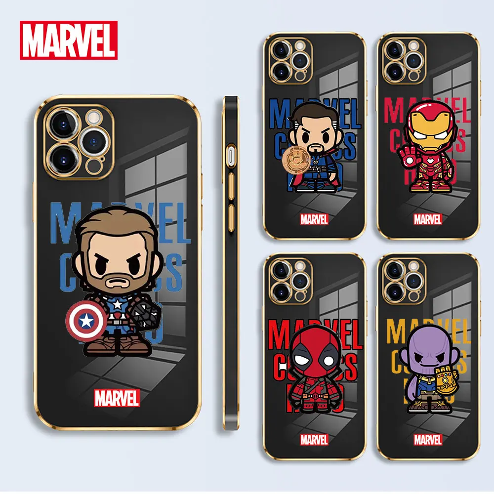 

Protection Matte TPU Marvel Iron man Spider Thor Thanos Phone Case Coque for iPhone 8 Plus SE 7 11 12 13 Pro Max XR XS X iPhon