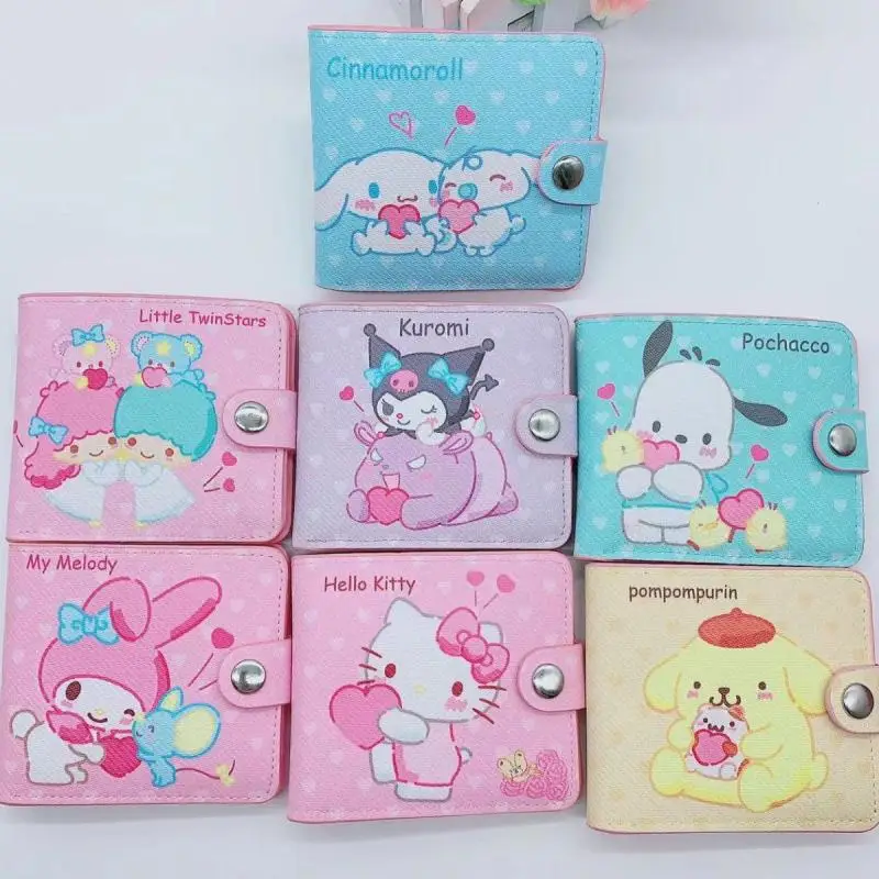 

Anime Sanrios Kuromi My Melody Pochacco Women Wallet Kawaii Hello Kittys Cinnamoroll Pompompurin Girls Id Card Holder Purse Bags