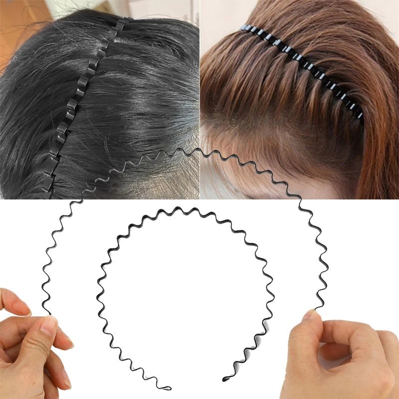 

1/2pcs Black Wavy Hairband Head Hoop Bands Sport Headband Hair Hoops Adult Men Women Headhoop Hair Holder