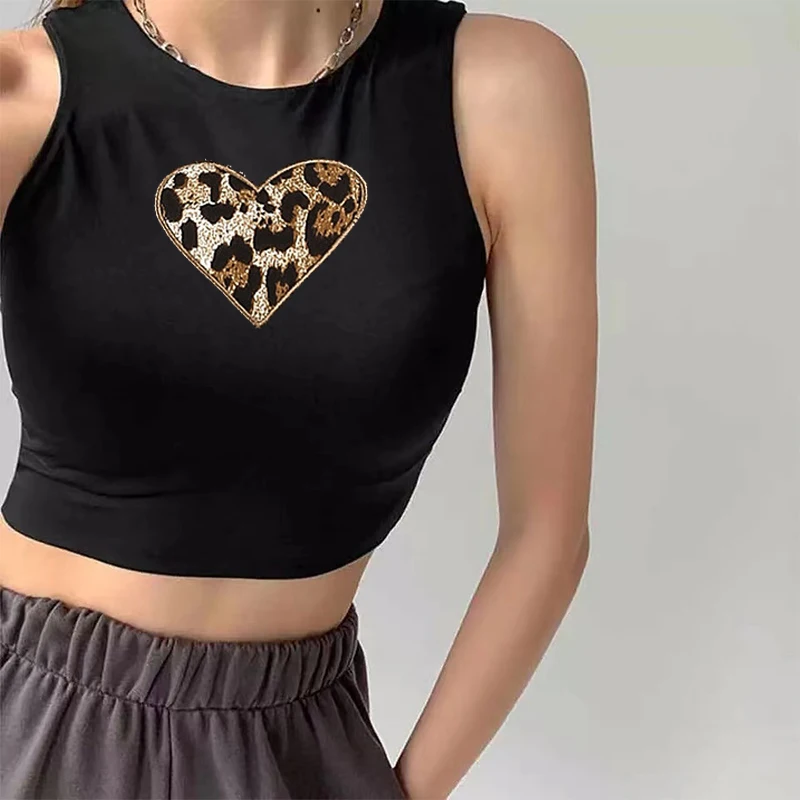 

2022 Summer Crop Top Yk2 Streetwear Corset Fairy Grunge Alt Harajuku Aesthetic Women Leopard Gothic Heart Print Tank Tops
