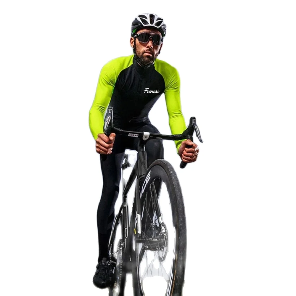 

Frenesi Cycling Lycra Skinsuit Long Sleeve/Pant One-Piece Speedsuit Bisiklet Forması Takım Mono Ciclismo Invierno Men Jumpsuit