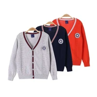 cardigan young children badge bear sweater british baby knitted v neck solid color cotton high quality boys clothing wholesale