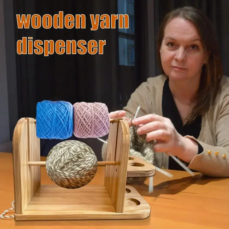 Деревянный держатель для пряжи двойной вращающийся дозатор вязания крючком