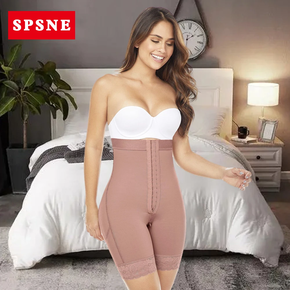 Mid-Thigh Strapless Butt Lift Shapewear Bodysuit | Everyday Use Girdle | Powernet Front button Hip shaper